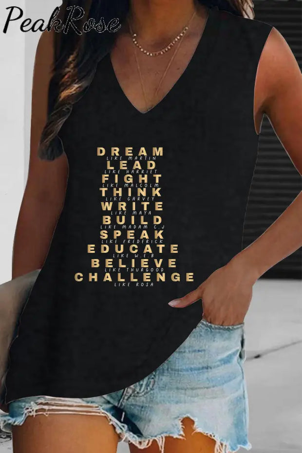 Dream Lead Fight Think Write Black Woman Tank Top