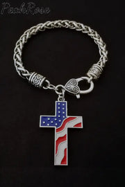 Drip Oil Cross American Flag Necklace