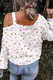 Easter Bunny Egg Pink Polka Off-Shoulder Blouse