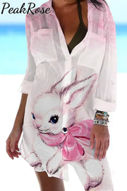 Easter Bunny Thinking Of You At Print Patch Front Pockets Shirt