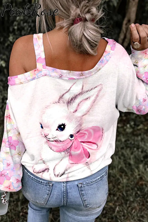 Easter Bunny Thinking Of You At Printed Off-Shoulder Blouse