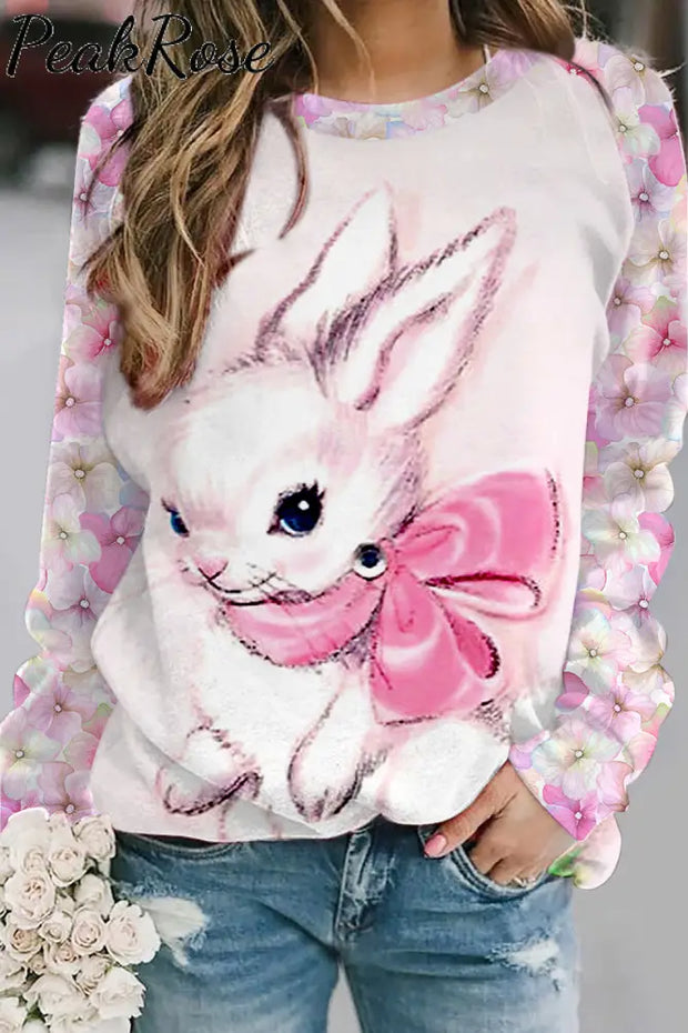 Easter Bunny Thinking Of You At Printed Sweatshirt