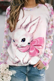 Easter Bunny Thinking Of You At Printed Sweatshirt S / Photo Color