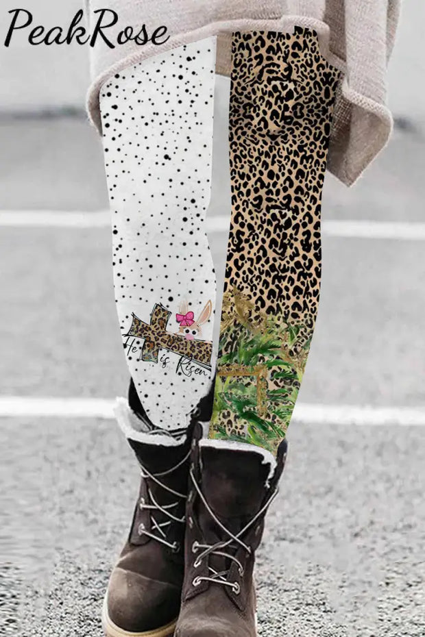 Easter Day He Is Risen Leopard Leggings Leggings