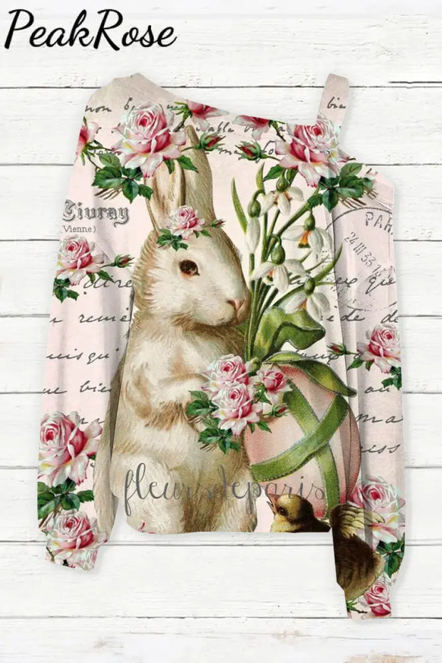 Easter Egg Bouquet Gardener Bunny Off-Shoulder Blouse