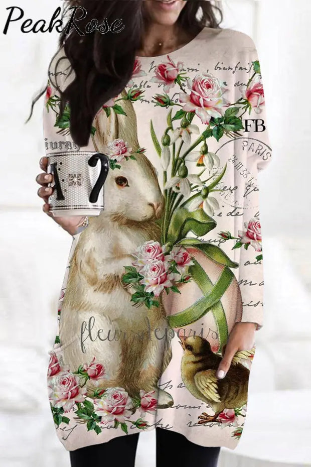 Easter Egg Bouquet Gardener Bunny Tunic With Pockets