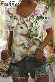 Easter Egg Bouquet Gardener Bunny V Neck T-Shirt T-Shirt