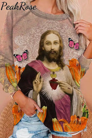 Easter Floral Butterfly Fun Jesus Sweatshirt S / Brown