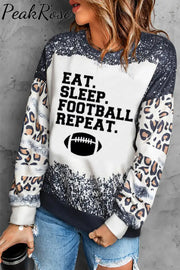 Eat Sleep Football Repeat Print Sweatshirt S / Photo Color