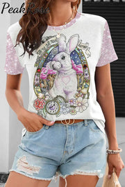 Egg Glitter Rabbit White T-Shirt T-Shirt