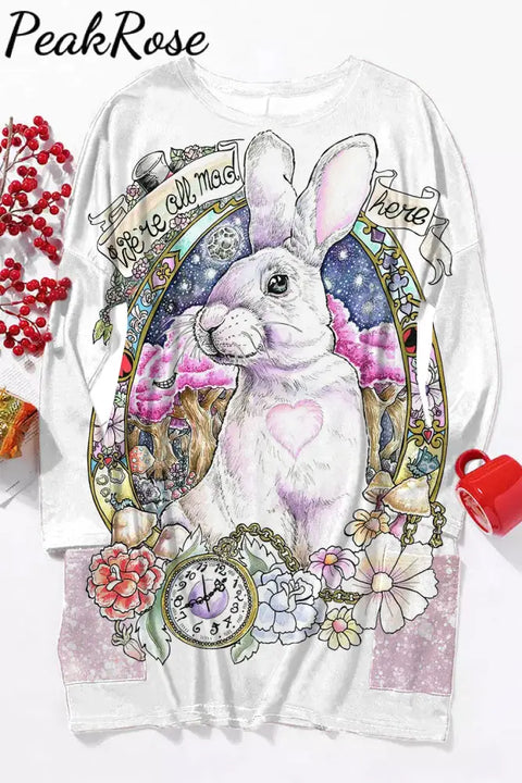 Egg Glitter Rabbit White Tunic With Pockets