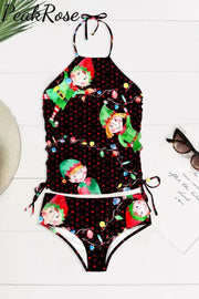 Elf Dance Print Bikini Swimsuit