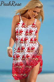 Elf Dwarf Gnome Sequin Beach Sleeveless Dress S / Polka