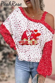 Elf Dwarf Gnome Sequin Off-Shoulder Blouse