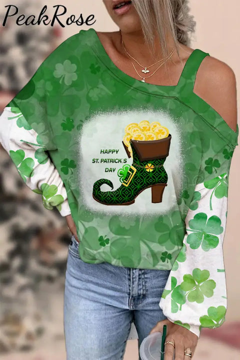 Elf Green High Heels Filled With Gold Coins Off Shoulder Blouse