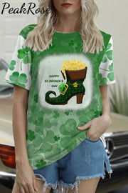 Elf Green High Heels Filled With Gold Coins Round Neck T-Shirt