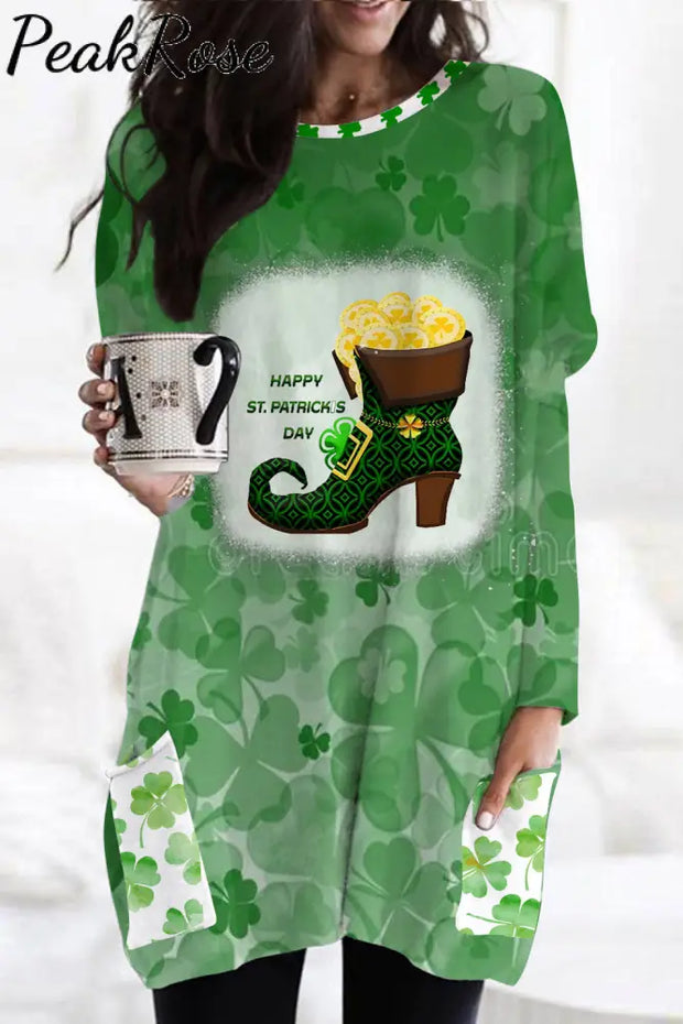 Elf Green High Heels Filled With Gold Coins Tunic With Pockets