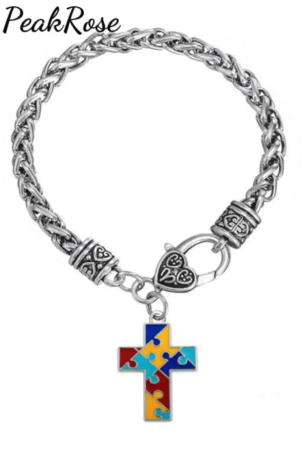 Epoxy Puzzle Black String Bracelet Cross / One-Size Bracelets