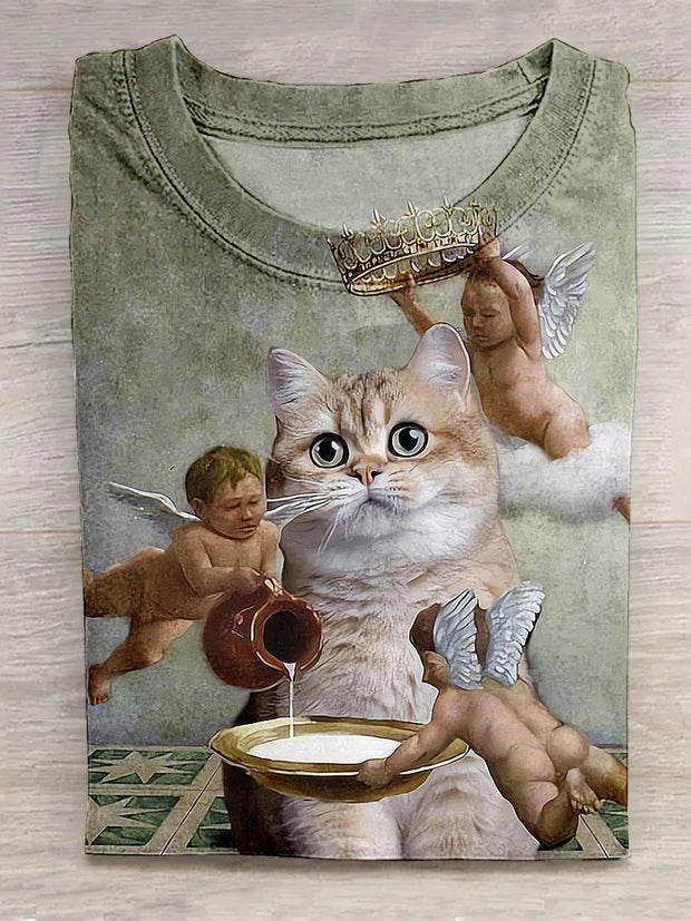 Little Angel Pouring Milk For Cat T-shirt