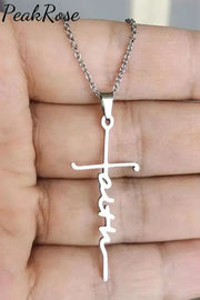 Faith Cross Alloy Pendant Necklace