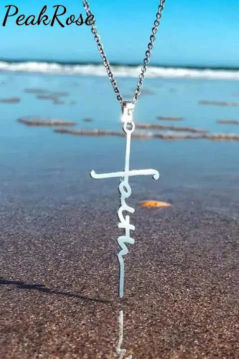 Faith Cross Alloy Pendant Necklace