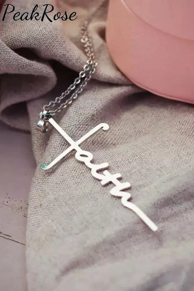 Faith Cross Alloy Pendant Necklace