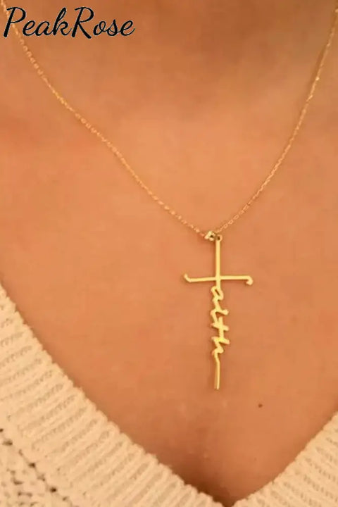 Faith Cross Alloy Pendant Necklace