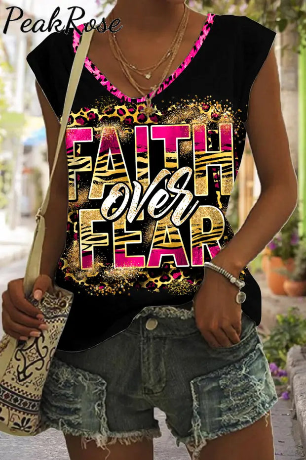 Faith Over Fear Tank V-Neck Top