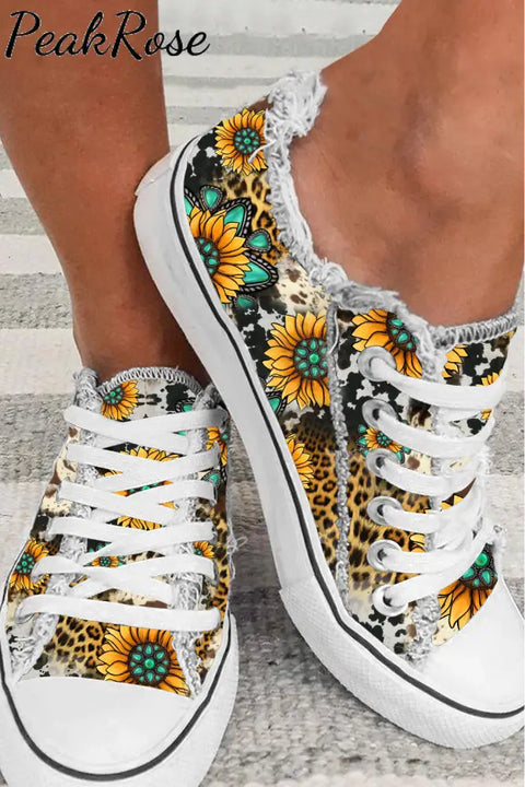 Faith Sunflower Print Shoes Canvas Sneakers Leopard / 3.5(35)