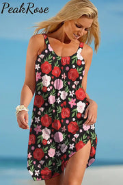 Falling In Love Floral Sleeveless Dress S / Black