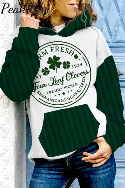 Farm Fresh Four Leaf Clovers Est 1929 Hoodie S / Black