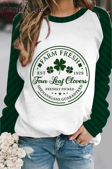 Farm Fresh Four Leaf Clovers Est 1929 Sweatshirt S / Black