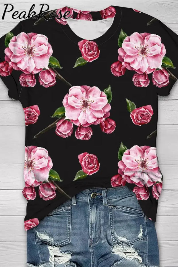 Fashion Floral Print Vintage T-Shirt T-Shirt