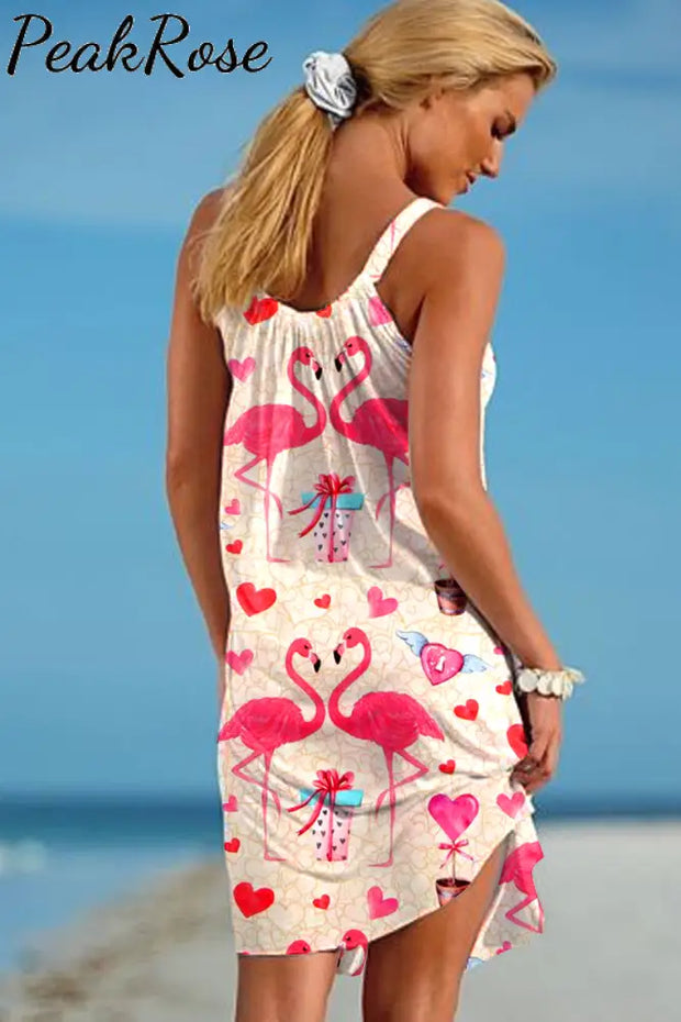 Flamingo Print Sleeveless Dress