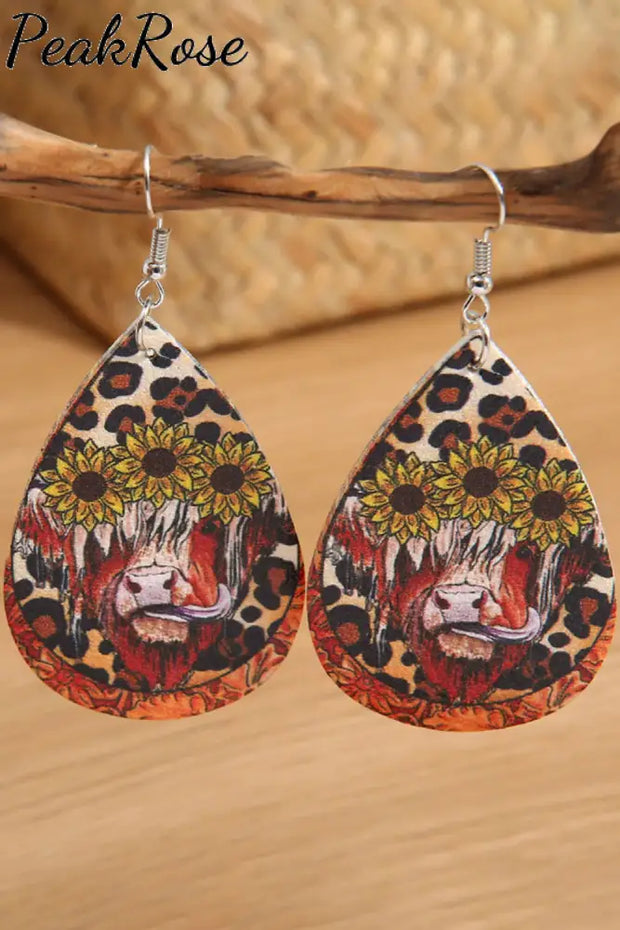 Flower And Cow Earrings