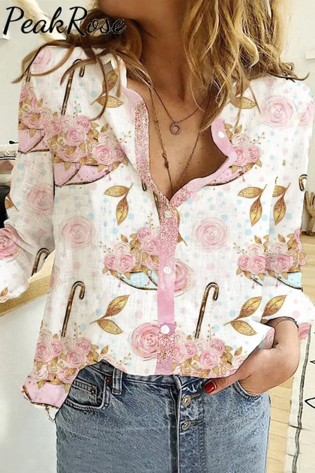 Flower Umbrella Long Sleeve Shirt Women