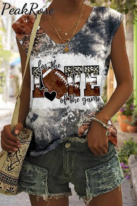 For The Love Of Rugby Football Game Printed V-Neck Tank Top