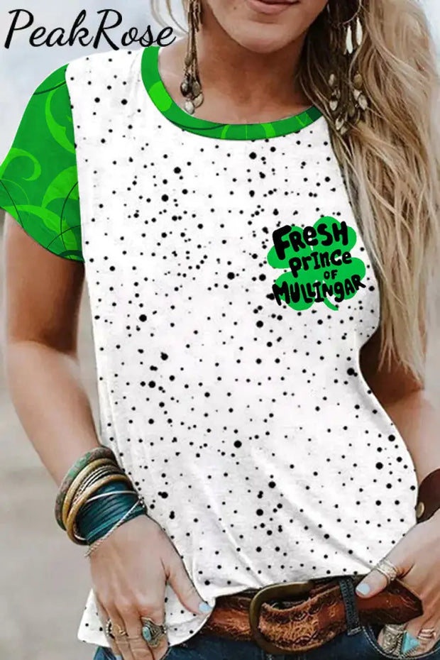 Fresh Prince Of Mullingar Lucky Clover Spot Full Print Short-Sleeved T-Shirt Green / S T-Shirt