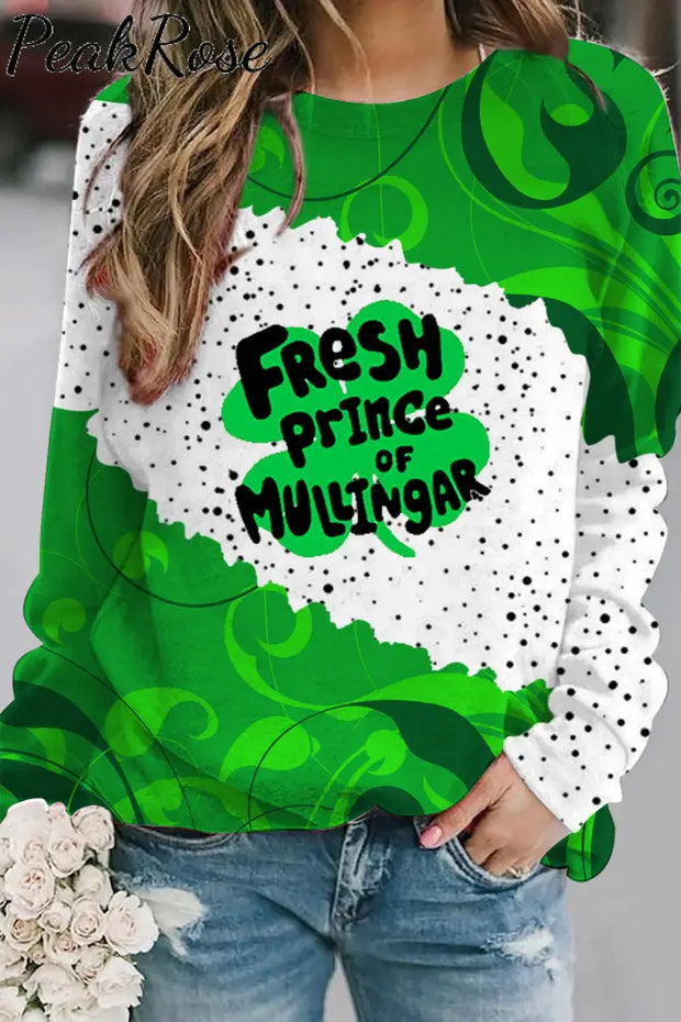 Fresh Prince Of Mullingar Lucky Clover Spot Full Print Sweatshirt Green / S