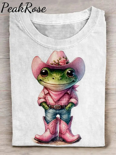 Frog Art Print Casaul Short Sleeve T-Shirt Hot Sell