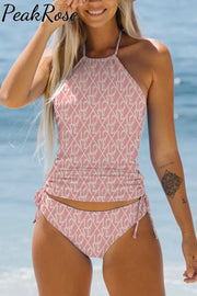 Full of Love Print Halter Swimsuit