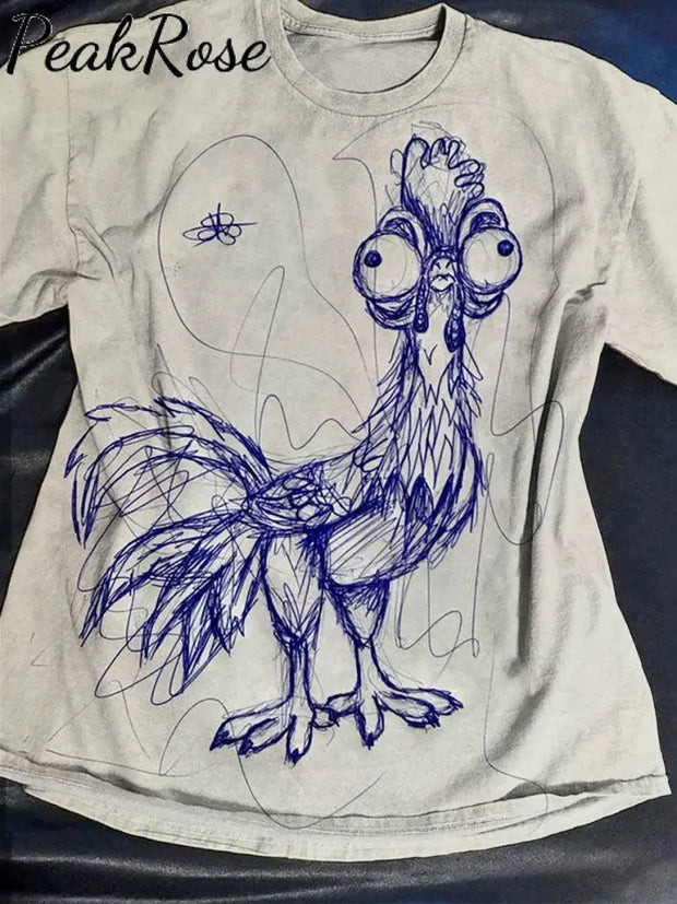 Funny Chicken Art Print Casaul Short Sleeve T-Shirt Multicolor / S Hot Sell