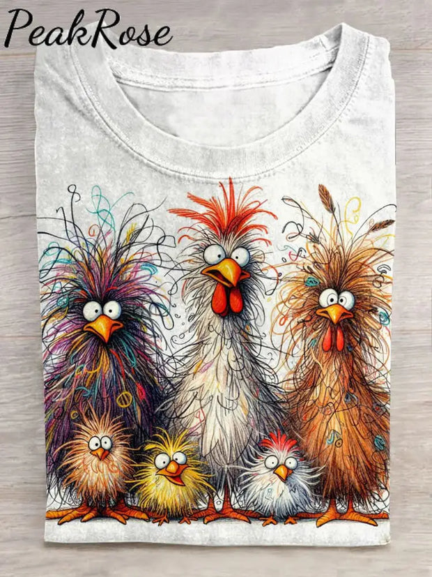 Funny Chicken Art Pritn Casual Short Sleeve T-Shirt Hot Sell