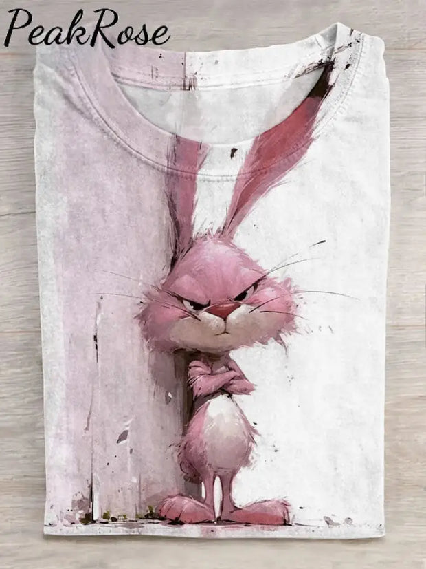 Funny Cute Bunny Print Casual Short Sleeve T-Shirt Hot Sell