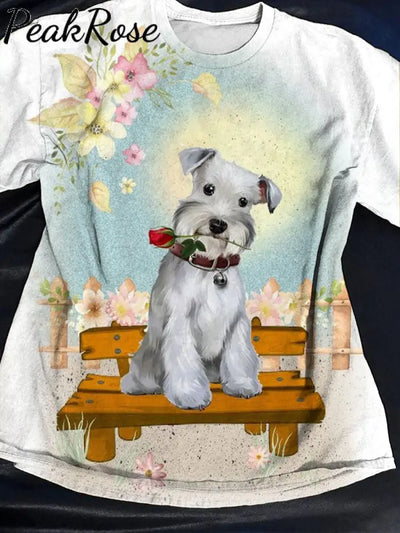 Funny Dog Art Print Casaul Short Sleeve T-Shirt Multicolor / S Hot Sell