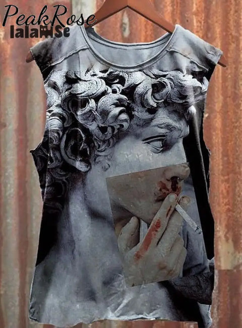 Funny Statue Art Print Tank Top Multicolor / S Hot Sell