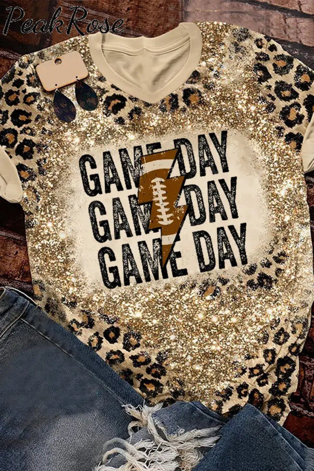 Game Day Football Bleached Print T-Shirt