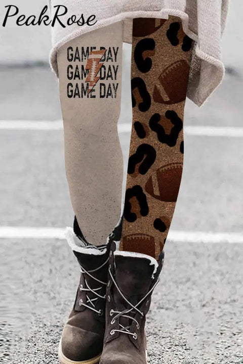 Game Day Football Print Leggings S / Photo Color Leggings