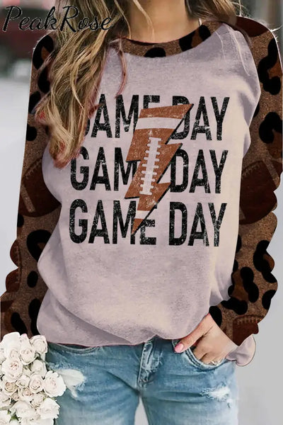 Game Day Football Print Sweatshirt S / Photo Color