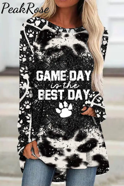 Game Day Is The Best & Pets Paw Basketball Pattern Tunic With Pockets